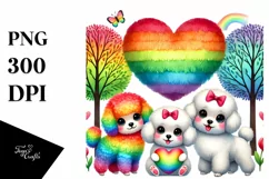 Cute Bichon Frise Rainbow Trees PNG Product Image 1