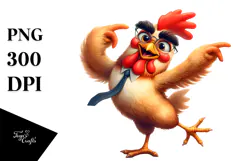 Sassy Chicken with Bow Tie, Playful PNG Product Image 1