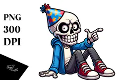Goofy Sugar Skull with Party Hat, Trending PNG Product Image 1