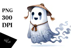 Funny Phantom Watercolor on White Background PNG Product Image 1