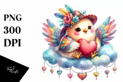 Colorful Chicken with Heart PNG Product Image 1
