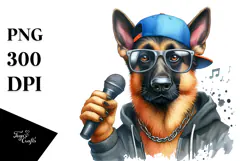Sublimation German Shepherd Hip Hop Singer Clipart Product Image 1