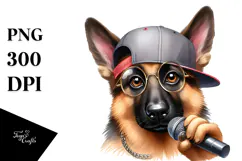 Sublimation German Shepherd Hip Hop Singer Clipart Product Image 1