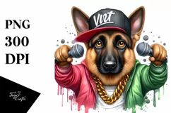 German Shepherd Hip Hop Singer | Clipart Product Image 1