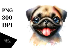 Watercolor Baby Pug, Transparent PNG Product Image 1