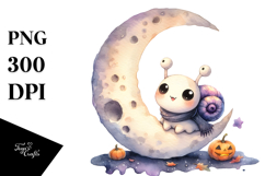 Washed Watercolor Baby Snail Halloween PNG Product Image 1