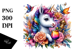 Colorful Baby Unicorn in Speakeasy, PNG Product Image 1