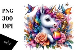 Colorful Baby Unicorn in Speakeasy, PNG Product Image 3