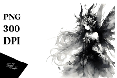 a Washed Watercolor Gothic Fairy, White Background Product Image 1