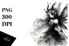 a Washed Watercolor Gothic Fairy, White Background Product Image 1