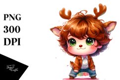 a Vibrant Baby Brittany PNG with Reindeer Horns Product Image 1