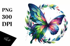 Butterfly with Plant Leaves, High-Res PNG Product Image 1
