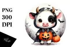 Cute Baby Cow Dressed for Halloween PNG Product Image 3