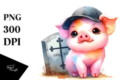 Vibrant Cute Baby Pig | Sublimation | Clipart Product Image 1