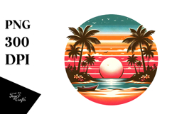 Retro Tropical Beach Sunset PNG Product Image 1