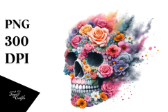 Colorful Skull Made of Flowers PNG Product Image 1
