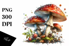Mushroom Watercolor Splash PNG Product Image 1