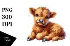 Cute Smiling Baby Highland Cow | Sublimation | Clipart Product Image 1