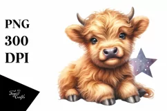 Cute Smiling Baby Highland Cow | Sublimation | Clipart Product Image 3