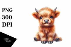 Smiling Baby Highland Cow on Star | Sublimation | Clipart Product Image 3