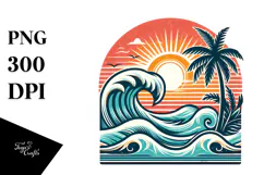 Retro Tropical Beach Waves, 20 oz Tumbler Product Image 1