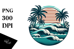 Retro Tropical Beach Waves, 20 oz Tumbler Product Image 1