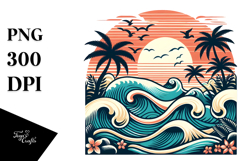 Retro Tropical Beach Waves, 20 oz Tumbler Product Image 1