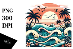 Retro Tropical Beach Waves, 20 oz Tumbler Product Image 1