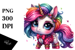 Cute Unicorn with Cool Haircut PNG Product Image 1