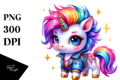 Cute Unicorn with Cool Haircut PNG Product Image 1