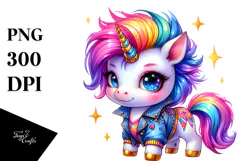 Cute Unicorn with Cool Haircut PNG Product Image 1
