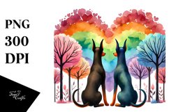 Cute Doberman Pinscher Rainbow Trees PNG Product Image 1