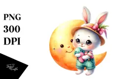 Colorful Goofy Cute Baby Bunny PNG Product Image 1