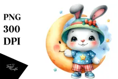 Colorful Goofy Cute Baby Bunny PNG Product Image 1