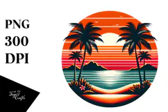 Retro Tropical Island Sunset, 20 oz Tumbler Product Image 1