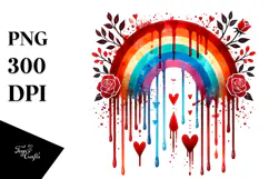 Colorful Rainbow with Hearts, Transparent PNG Product Image 1