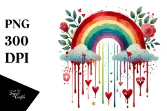 Simple Rainbow Blood Hearts PNG Product Image 1
