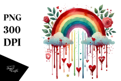 Colorful Rainbow with Hearts PNG Product Image 1