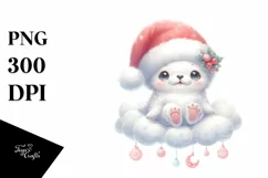 Vintage Seal with Santa Hat PNG Product Image 1