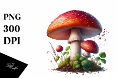 Shiny Mushroom Watercolor Splash PNG Product Image 3