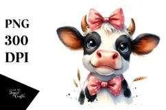 Funny Cow with Bow and Tie PNG Product Image 1