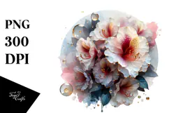 Glossy Rhododendron, Watercolor PNG Product Image 1