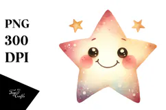 Whimsical Smiling Star Flowers PNG Product Image 1