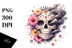 Colorful Skull with Dust Cloud PNG Product Image 1