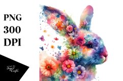 Vibrant Abstract Bunny with Flowers | Sublimation | Clipart Product Image 3