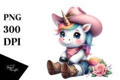 Cute Unicorn Cowboy | Sublimation | Clipart Product Image 1