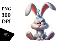 Goofy Cartoon Rabbit with Party Hat PNG Product Image 1