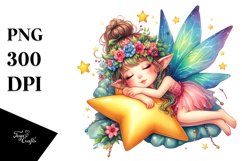Colorful Cute Fairy Napping | Clipart Product Image 3