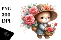 Detailed Watercolor Whimsical Cute Baby Bear | Sublimation Product Image 1