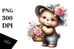 Detailed Watercolor Whimsical Cute Baby Bear | Sublimation Product Image 1